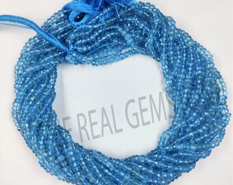 AAA Sky Blue Topaz Rondelle Faceted Gemstone Bead | Natural Blue Topaz Bead | Topaz Necklace Jewelry Making Beads | Wholesale Gemstone Beads