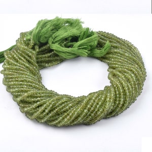 Green Peridot Faceted Rondelle Gemstone Bead Strands - Natural Peridot Rondelle Necklace Jewelry Bead - Wholesale Gemstones Jewelry Shop