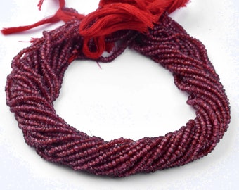 Red Mozambique Garnet Faceted Rondelle Bead Strands - AAA Natural Garnet Gemstone Rondelle Bead Necklace Jewelry - Wholesale Gemstones Shop