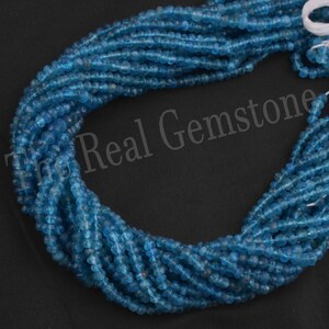 Natural Neon Blue Apatite Stone Rondelle Beads Strand | Wholesale Blue Apatite Gemstone Beads | Neon Apatite Jewelry Making Gemstone Beads