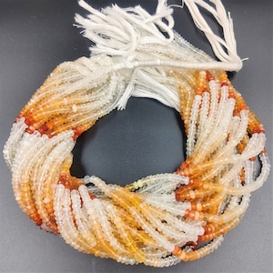 AAA Mexican Fire Opal Shaded Faceted Rondelle Beads  Natural Orange Fire Opal Bead Strands  4mm Fire Opal Shaded Gemstone  Welo Opal Beads