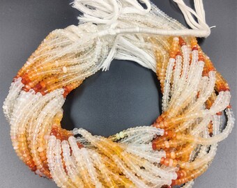 AAA Mexican Fire Opal Shaded Faceted Rondelle Beads  Natural Orange Fire Opal Bead Strands  4mm Fire Opal Shaded Gemstone  Welo Opal Beads