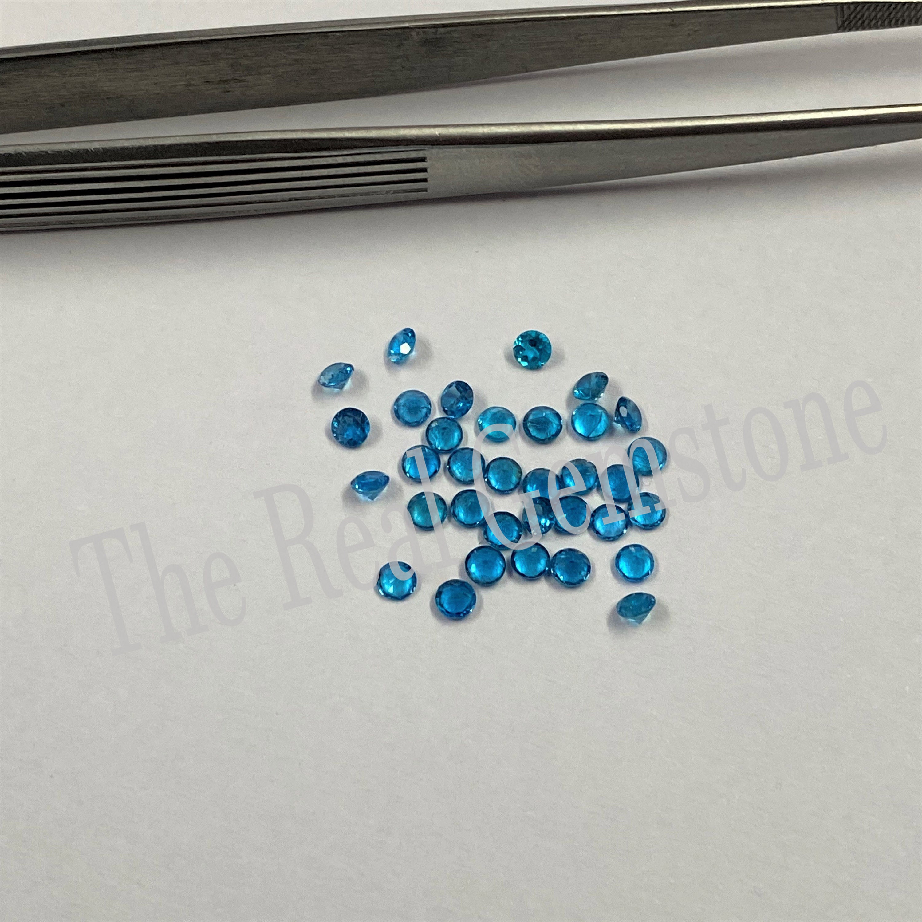 3 mm 天然ネオンブルーアパタイトファセットラウンドカット宝石 | 卸売 