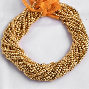 Natural Golden Pyrite Faceted Rondelle 3.5-4MM Beads, Pyrite Beads, 14 cts Sparkling Golden Pyrite Beads, Wholesale Gemstones Beads Strands