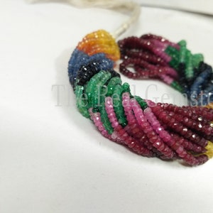 Natural Multi Sapphire Stone Faceted Beads Strand | Wholesale Multi Sapphire Precious Gemstone Beads | Multi Sapphire Jewelry Making Beads