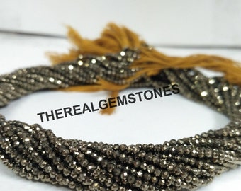 Micro Pyrite Rondelle Faceted Gemstone Beads | Natural Tiny Pyrite Jewelry Making Semi Precious Gemstone Bead | Natural Pyrite Gemstone Bead