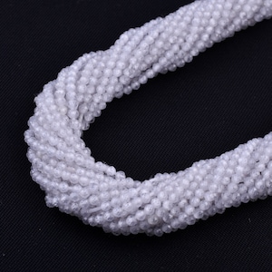 Micro White Cubic Zircon Faceted Rondelle Beads | 2mm Zirconia Gemstone Beads | Tiny Zircon Jewelry Making Beads | Handmade Gemstone Beads