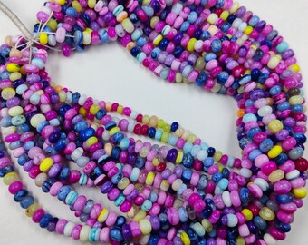 Multi Opal Smooth Rondelle Gemstones Beads, Opal Bead Strands, 8mm Disco Opal Rondelle Bead, Mix Opal Gemstones Bead Silver Necklace Jewelry