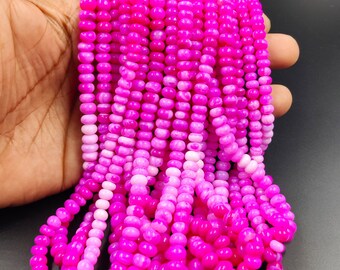 Pink Opal Smooth Rondelle Gemstones Bead Strands, 8mm Pink Opal Shaded Rondelle Bead, Opal Gemstone Beads, Opal Bead Silver Necklace Jewelry