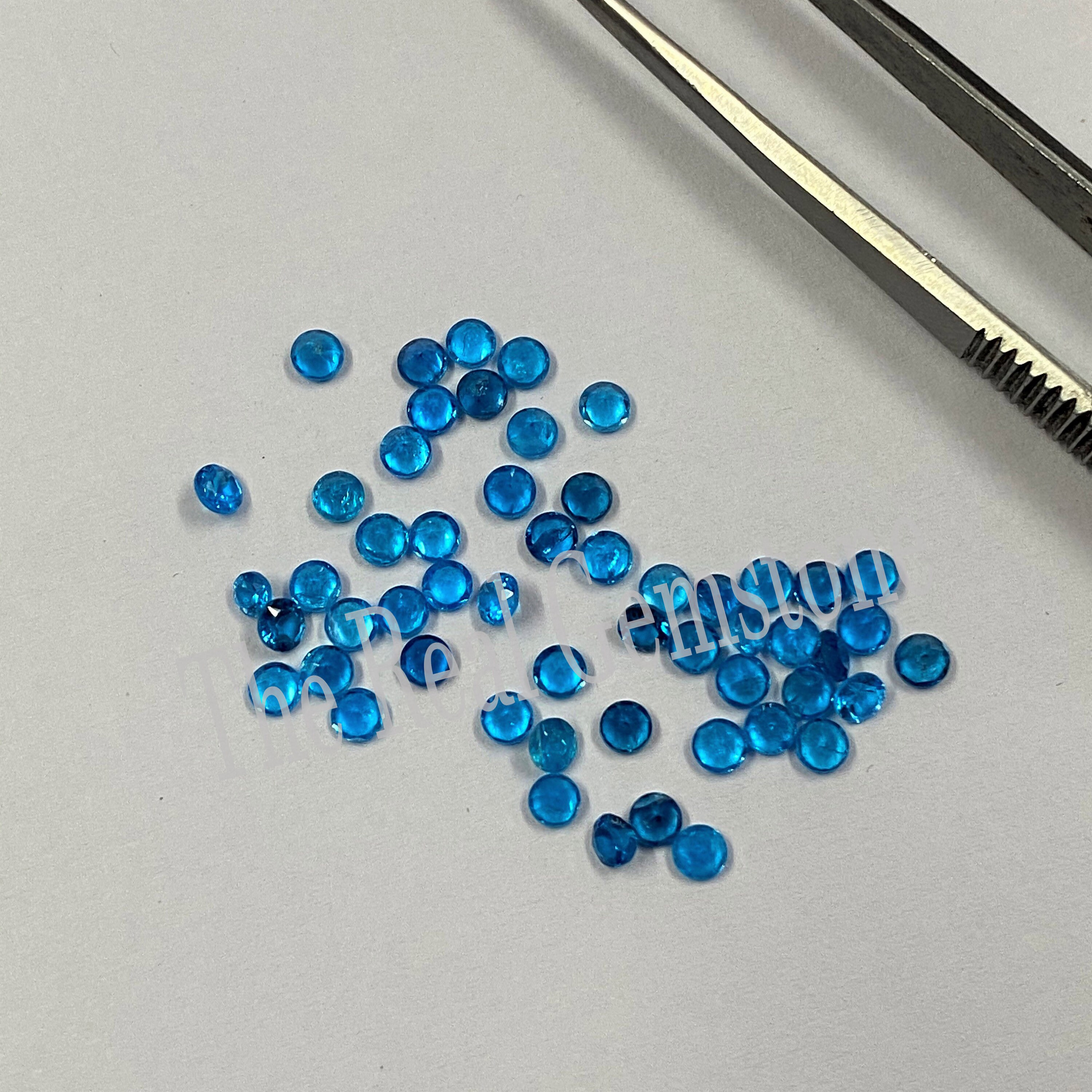 3 mm 天然ネオンブルーアパタイトファセットラウンドカット宝石 | 卸売 