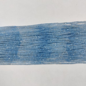 AAA Blue Aquamarine Shaded Rondelle Faceted Beads Strands | 2mm Tiny Aquamarine Beads | Aquamarine Gemstone Beads | Micro Aquamarine Beads