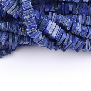 Natural Blue Lapis Lazuli Plain Heishi Square Beads - Lapis Smooth Square Shape Semi-Precious Gemstone Beads - Wholesale Lazuli Heishi Shop