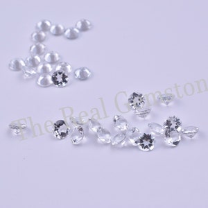 2mm White Crystal Quartz Faceted Round Cut Gemstone | 2mm Wholesale Crystal Quartz Gemstone | Crystal Quartz Jewelry Making Cut Gemstone