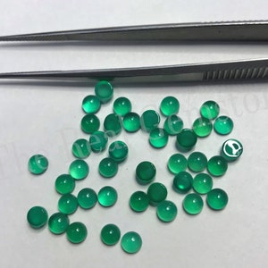 10 pieces 5mm Green Onyx Smooth Round Cabochon Gemstone, Natural Green Onyx Flat Back Calibrated Loose Cabochon, Green Onyx Gemstone Jewelry