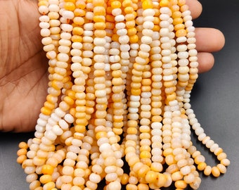 Orange Opal Smooth Rondelle Gemstones Beads Strands, 7-8mm Orange Opal Shaded Bead, Opal Smooth Bead, Orange Opal Bead Necklace Jewelry