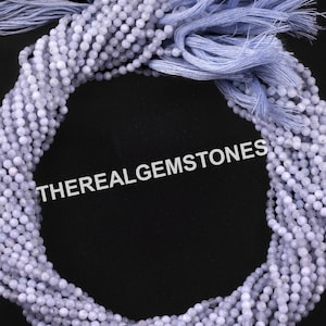 Tiny Chalcedony Rondelle Faceted Gemstone Beads | Natural Micro Blue Chalcedony Jewelry Making Gemstone Beads | Chalcedony Gemstone Beads