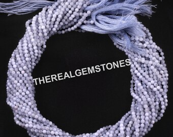 Tiny Chalcedony Rondelle Faceted Gemstone Beads | Natural Micro Blue Chalcedony Jewelry Making Gemstone Beads | Chalcedony Gemstone Beads