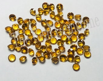 4 mm AAA Gul Citrin Facetterad Rund Lös Ädelsten | Naturlig Citrin Kalibrerad Lösslipad Ädelsten | Citrin Rundslipad Smyckesädelsten
