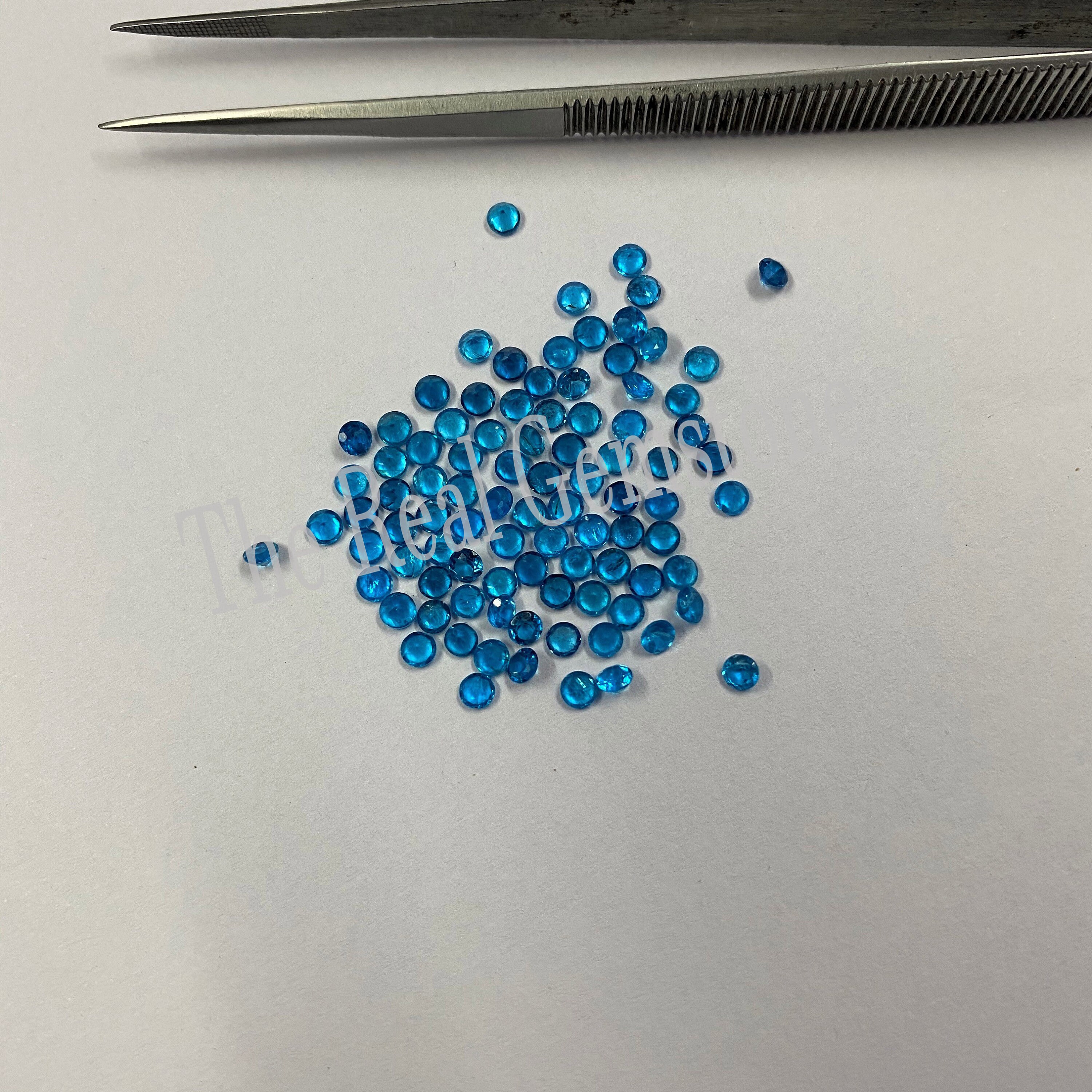 3 mm 天然ネオンブルーアパタイトファセットラウンドカット宝石 | 卸売 