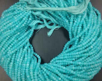 Blue Amazonite Faceted Rondelle Gemstones Beads Strands | Amazonite Rondelle Bead | Amazonite Gemstone Beads | Wholesale Gemstone Bead Shop