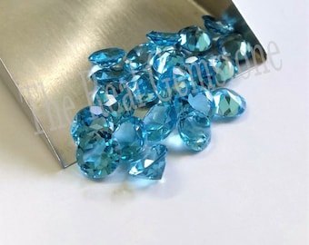 10 Stück 5mm Swiss Blue Topas Facettiert Rundschliff Edelstein | AAA Blautopas kalibrierter Edelstein | Blautopas Schmuck Edelstein | Topas lose