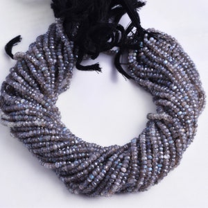 Mystic Labradorite Silver Coated Faceted 3-4 MM Rondelle Beads, Mystic Labradorite Beads, Rainbow Coated Beads, Wholesale Gemstones Beads