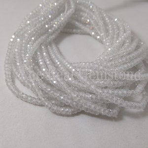 White Cubic Zircon Rondelle Beads Strand | Wholesale Factory Price Zirconia Gemstone Beads | 3mm White Zircon Semi Precious Gemstone Beads