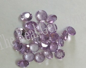 Pink Amethyst Faceted Round Cut Gemstones | 6mm Purple Amethyst Calibrated Round Cut Gemstone | Amethyst Loop Clean Loose Gemstone Jewelry