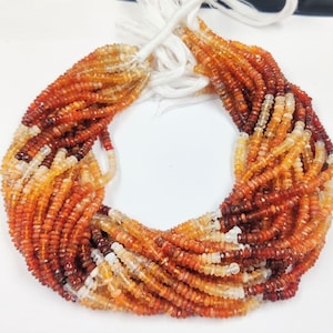 Orange Fire Opal Shaded Faceted Rondelle Gemstones Beads Strand, Mexican Orange Opal Rondelle Beads  Wholesale Natural Gemstone Jewelry Shop