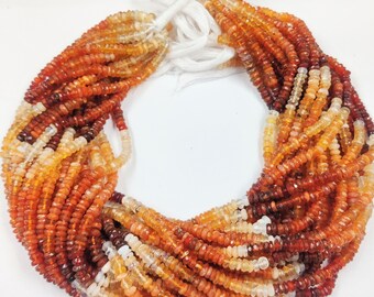 Orange Fire Opal Shaded Faceted Rondelle Gemstones Beads Strand, Mexican Orange Opal Rondelle Beads  Wholesale Natural Gemstone Jewelry Shop