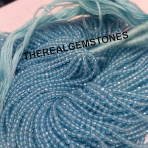 Tiny Sky Blue Topaz Faceted Rondelle Beads | Micro Blue Topaz Semi Precious Beads | Natural Sky Topaz Jewelry Making Gemstone Necklace Beads