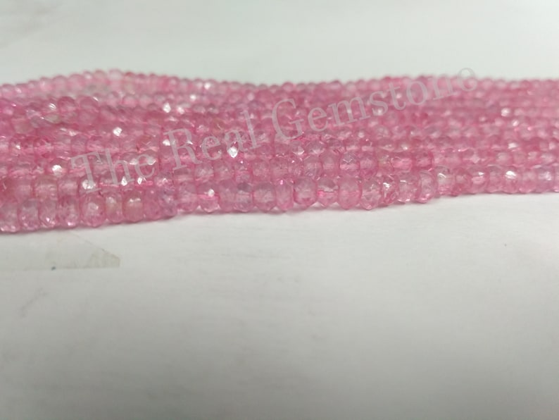 Natural Pink Topaz Stone Faceted Beads Strand Pink Topaz Rondelle Jewelry Making Gemstone Beads 3-4mm Wholesale Topaz Gemstone Beads