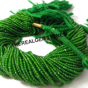 Micro Green Chrome Diopside Rondelle Faceted 2mm Beads | Natural Tiny Green Chrome  Beads | Green Tourmaline Chrome Diopside Jewelry Making