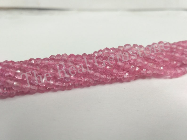 Natural Pink Topaz Stone Faceted Beads Strand Pink Topaz Rondelle Jewelry Making Gemstone Beads 3-4mm Wholesale Topaz Gemstone Beads