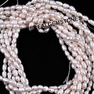 Natural White Rise Fresh Pearl Smooth Rise Shape Gemstone Beads | Fresh Rise Pearl Jewelry Making Gemstone Beads | Rise Pearl Plain Beads
