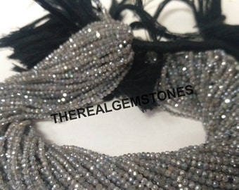 Jewelry Supplies 20 Mystic Labradorite Rondelles L-Lab6 Tiny Gray Beads Twenty Count Faceted 3mm-3.5mm Natural Gemstone Beads