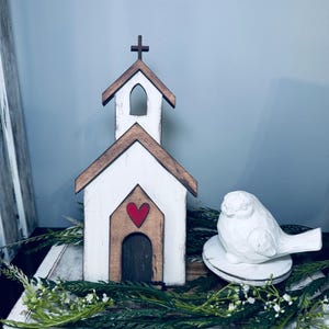DIY Layered Wooden Church Craft Kit, Wood Church Cutout, Rustic Church