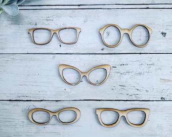 Wooden Glasses Cutouts, Set of 5 Glasses