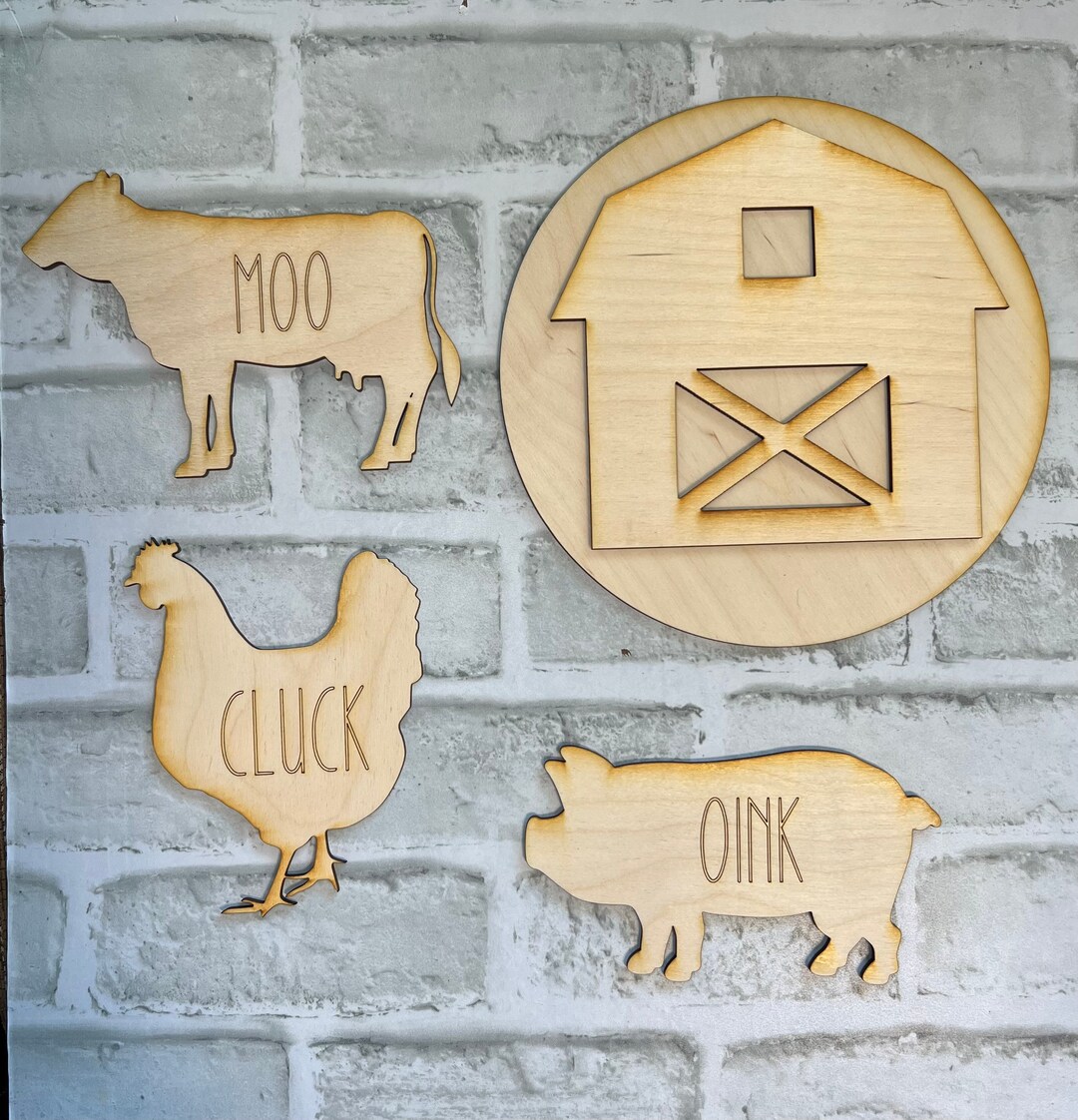 Farmhouse Barn and Animal DIY Craft Kit - Wooden Craft Kit, Unfinished ...