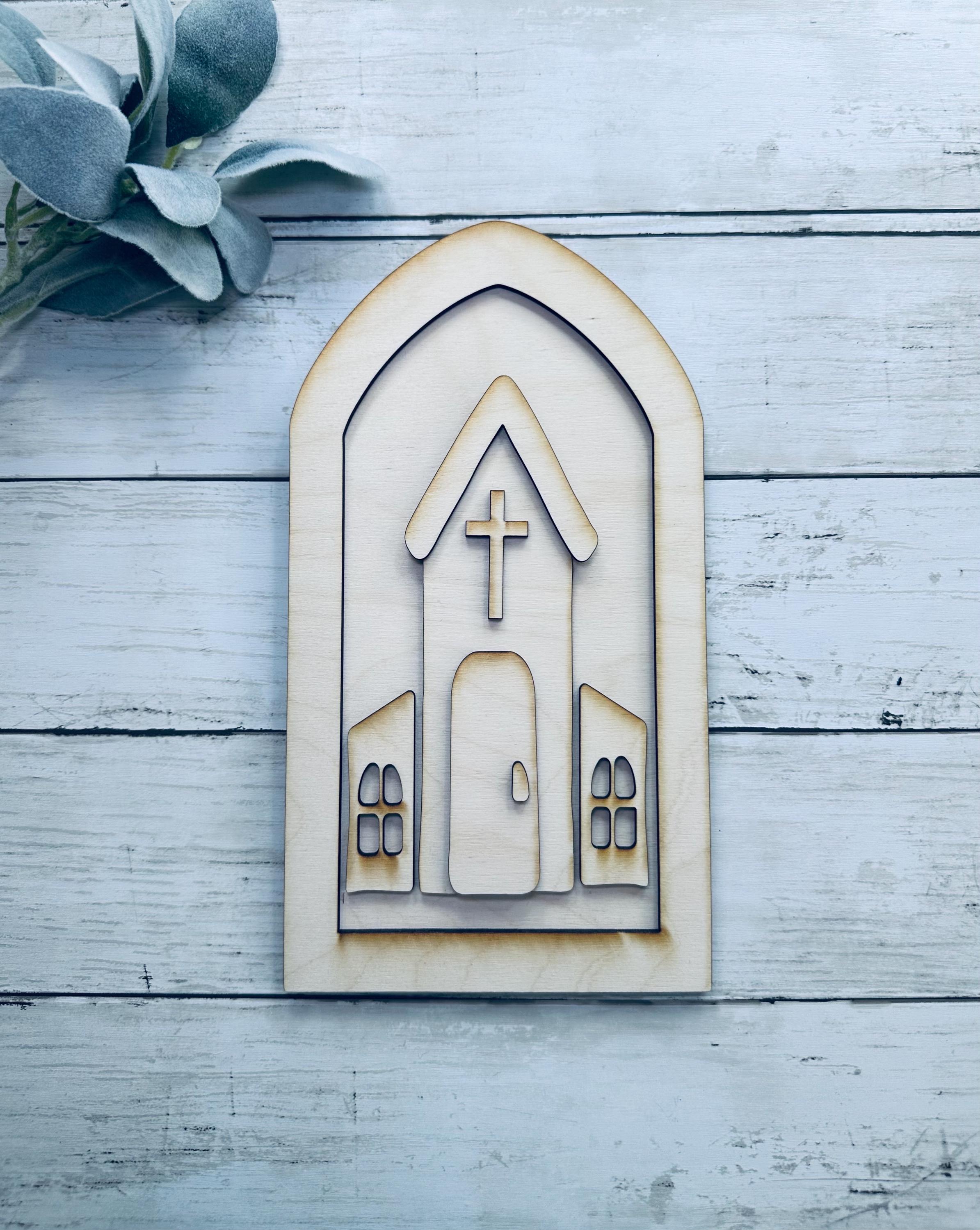 Spring Church Frame DIY Arched Frame With Church - Etsy
