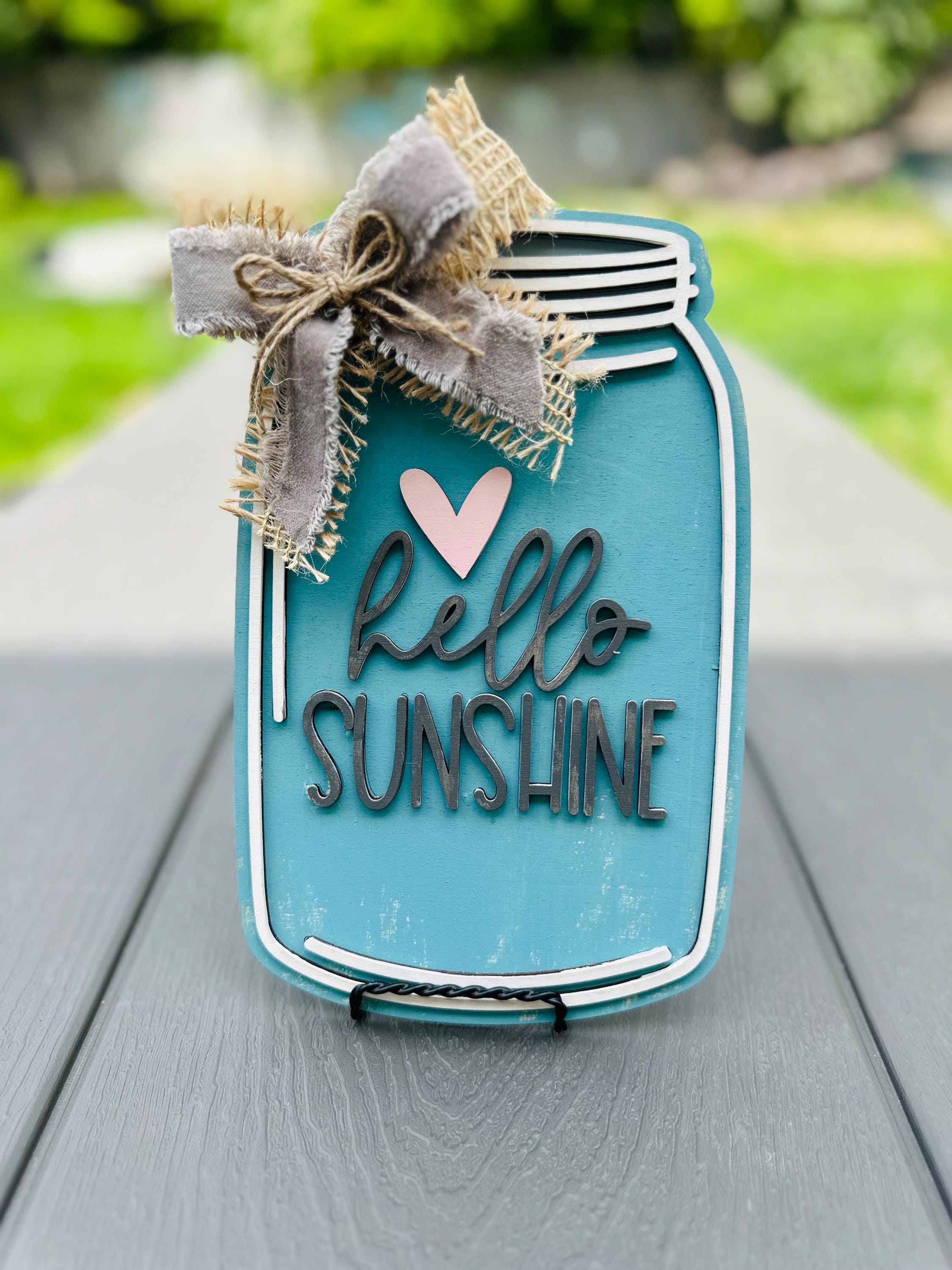 28 Quick And Easy Mason Jar Crafts For Kids To Create 1 DIY Layered Hello Sunshine Mason Jar Craft Kit, Wood Mason Jar cutout