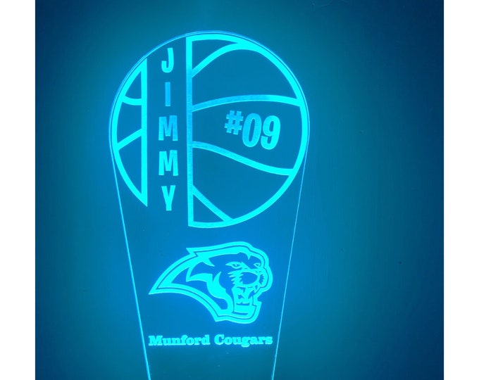 Basketball LED Light, Night Light, Personalized Gift, Player Trophy, Team Trophies -EXTRA LARGE 12in Tall-