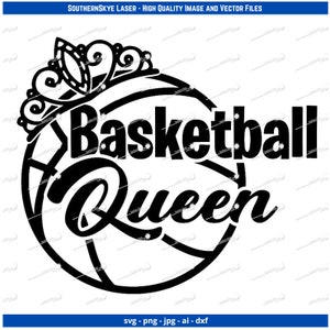 Basketball Queen svg, png, ai, dxf, jpg Datei. Toll für Glowforge, Cricut und Silhouette sowie Laser- und CNC-Gravur