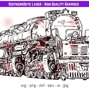 UP Big Boy Locomotive svg, png, ai, dxf, fichier jpg. Idéal pour la forge luminescente, le cricut et la silhouette, ainsi que pour la gravure laser et CNC