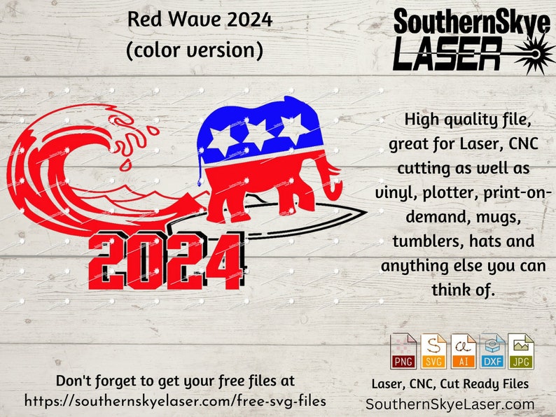 Red Wave 2024 Svg Png Ai Dxf Jpg File. Great for Etsy
