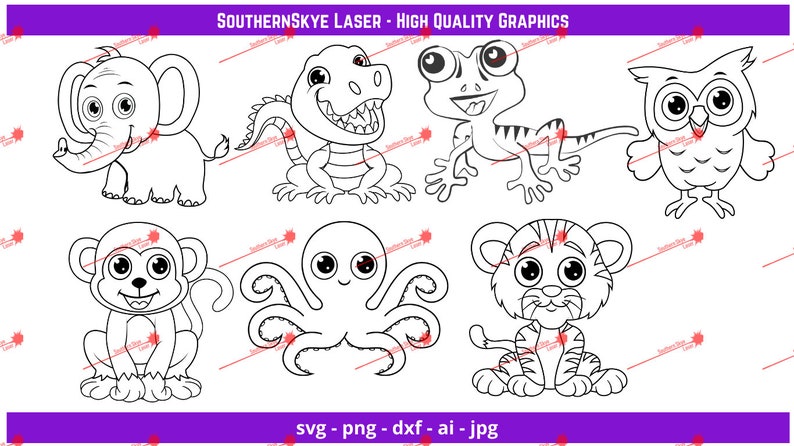 Cute Animal Bundle Svg Png Ai Dxf Jpg File. Great for | Etsy