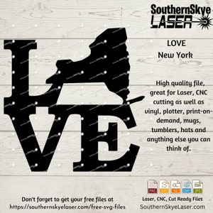 New York Love svg, png, ai, dxf, jpg Datei. Ideal für Glowforge, Cricut und Silhouette sowie Laser- und CNC-Gravur geschnittene Datei