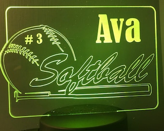 Softball LED Light, Night Light, Personalized Gift -LED-Softball-1-