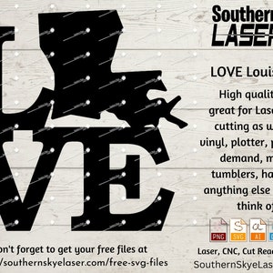 Louisiana Love svg, png, ai, dxf, jpg file. Great for glowforge, cricut and silhouette as well as laser and CNC engraving