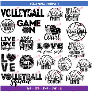 Volleyball Bundle svg, png, ai, dxf, jpg file. Great for glowforge, cricut and silhouette as well as laser and CNC engraving